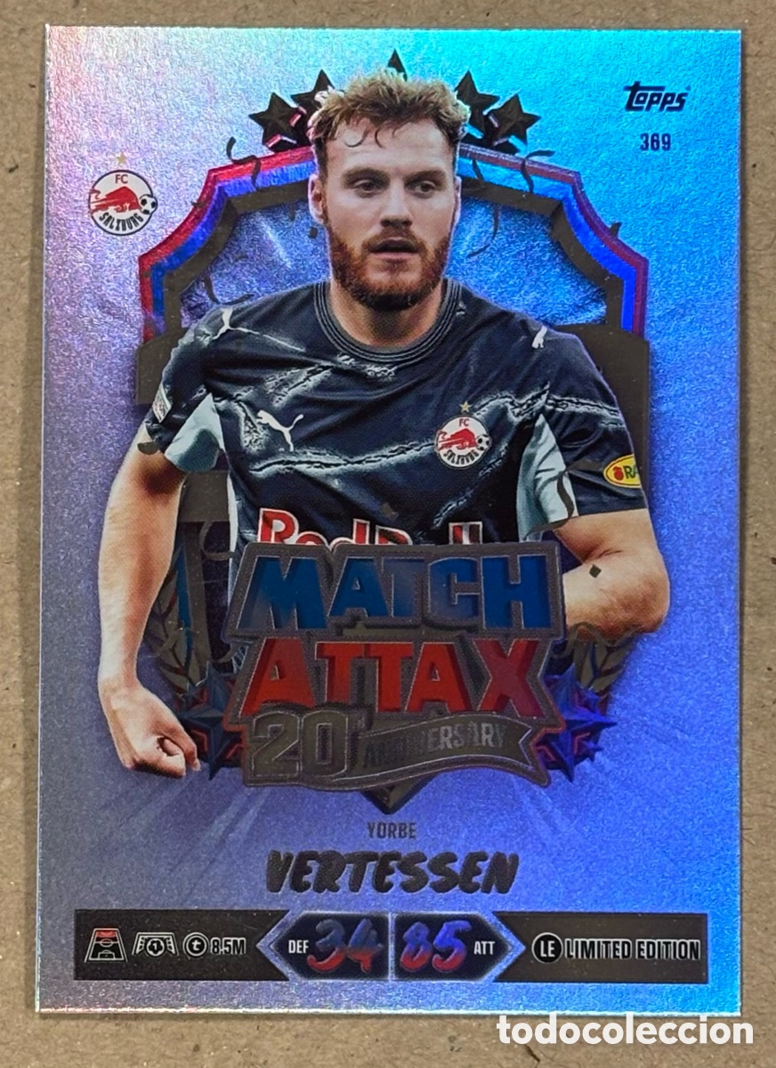 Cromos de f&uacute;tbol: YORBE VERTESSEN (FC SALZBURGO). CARTA TOPPS MATCH ATTAX 20 ANNIVERSARY LIMITED EDITION 2026/27
