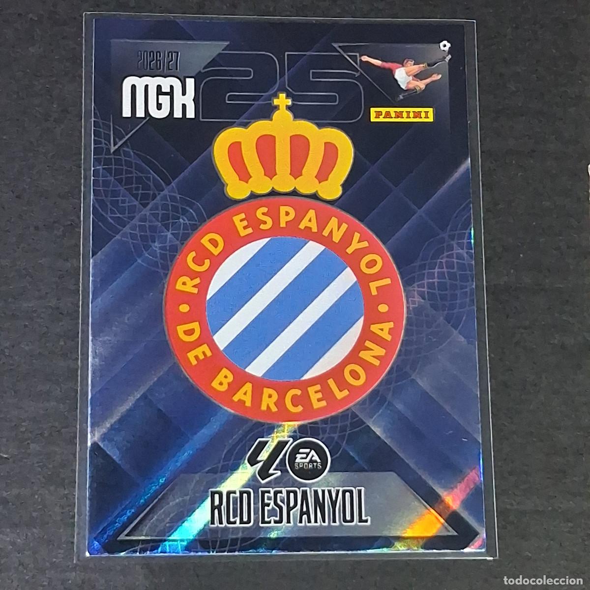 Cromos de f&uacute;tbol: D12 163 ESCUDO LOGO BADGE ESPANYOL MEGACRACKS LIGA 2026 2027 26 27 PANINI MGK
