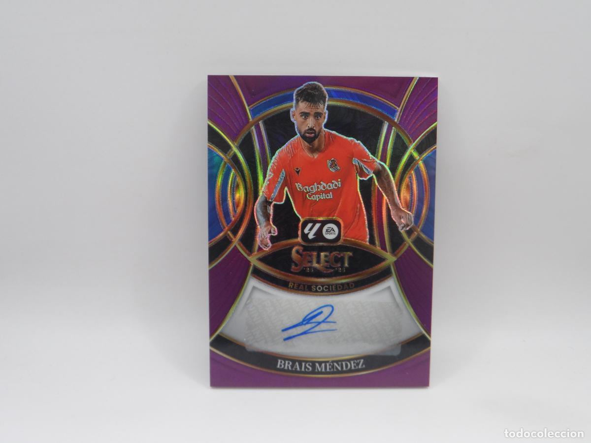 Cromos de f&uacute;tbol: AUTO BRAIS MENDEZ NUMERADA /49 REAL SOCIEDAD PANINI SELECT 2025 2026 25 26 PRIZM PURPLE AUTOGRAFO