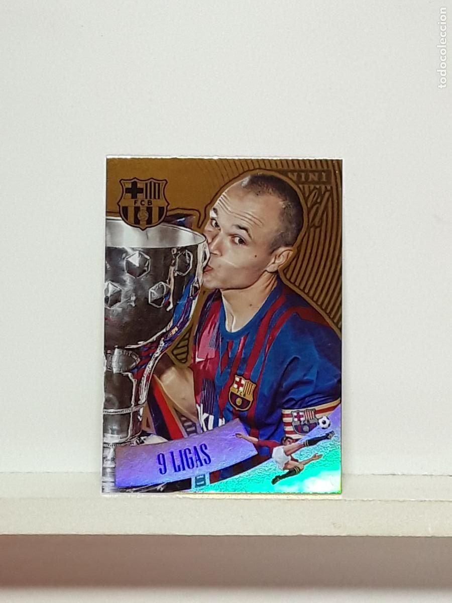 Cromos de f&uacute;tbol: TRIBUTO ANDRES INIESTA 1993 2024 93 24 ALBUM PANINI LIGA N 46 BARCELONA GOLD 9 LIGAS POR COSTUMBRE