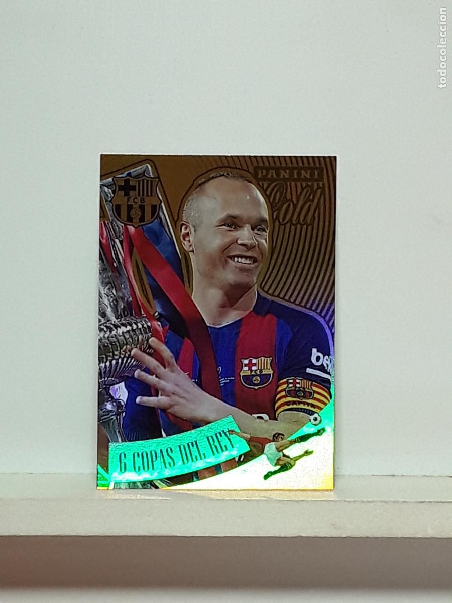 Cromos de f&uacute;tbol: TRIBUTO ANDRES INIESTA 1993 2024 93 24 ALBUM PANINI LIGA N 47 BARCELONA GOLD 6 COPAS DEL REY
