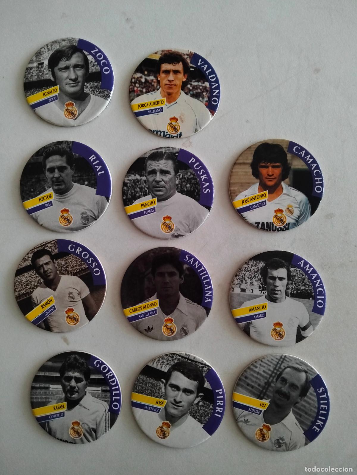 Football Stickers: LOTE DE 11 TAZOS, COLECCION LEYENDAS DEL REAL MADRID, EDITA DIARIO AS