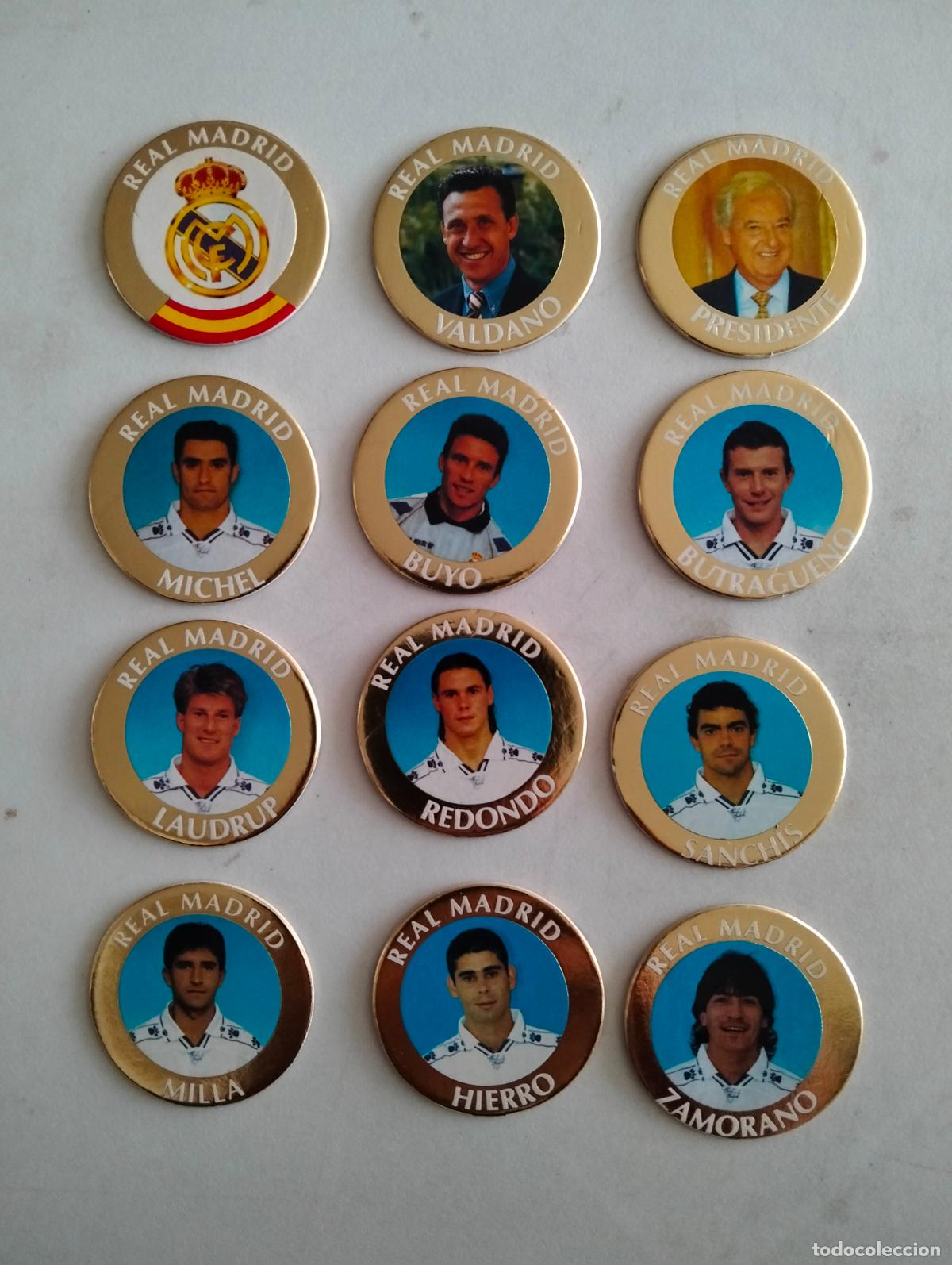 Football Stickers: LOTE DE 12 TAZOS, JUGADORES REAL MADRID, EDITA DIARIO AS