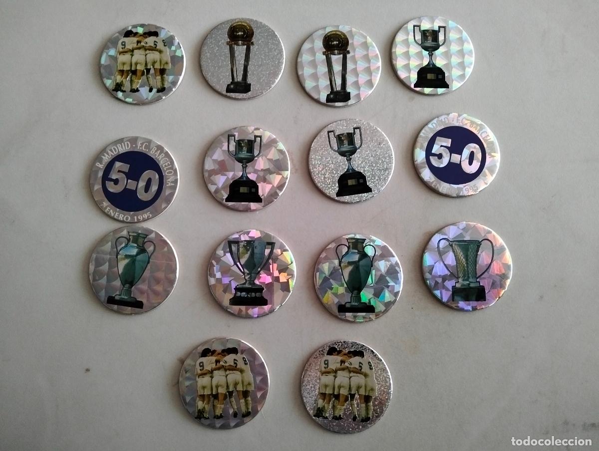 Football Stickers: LOTE DE 14 TAZOS, TROFEOS REAL MADRID, EDITA DIARIO AS