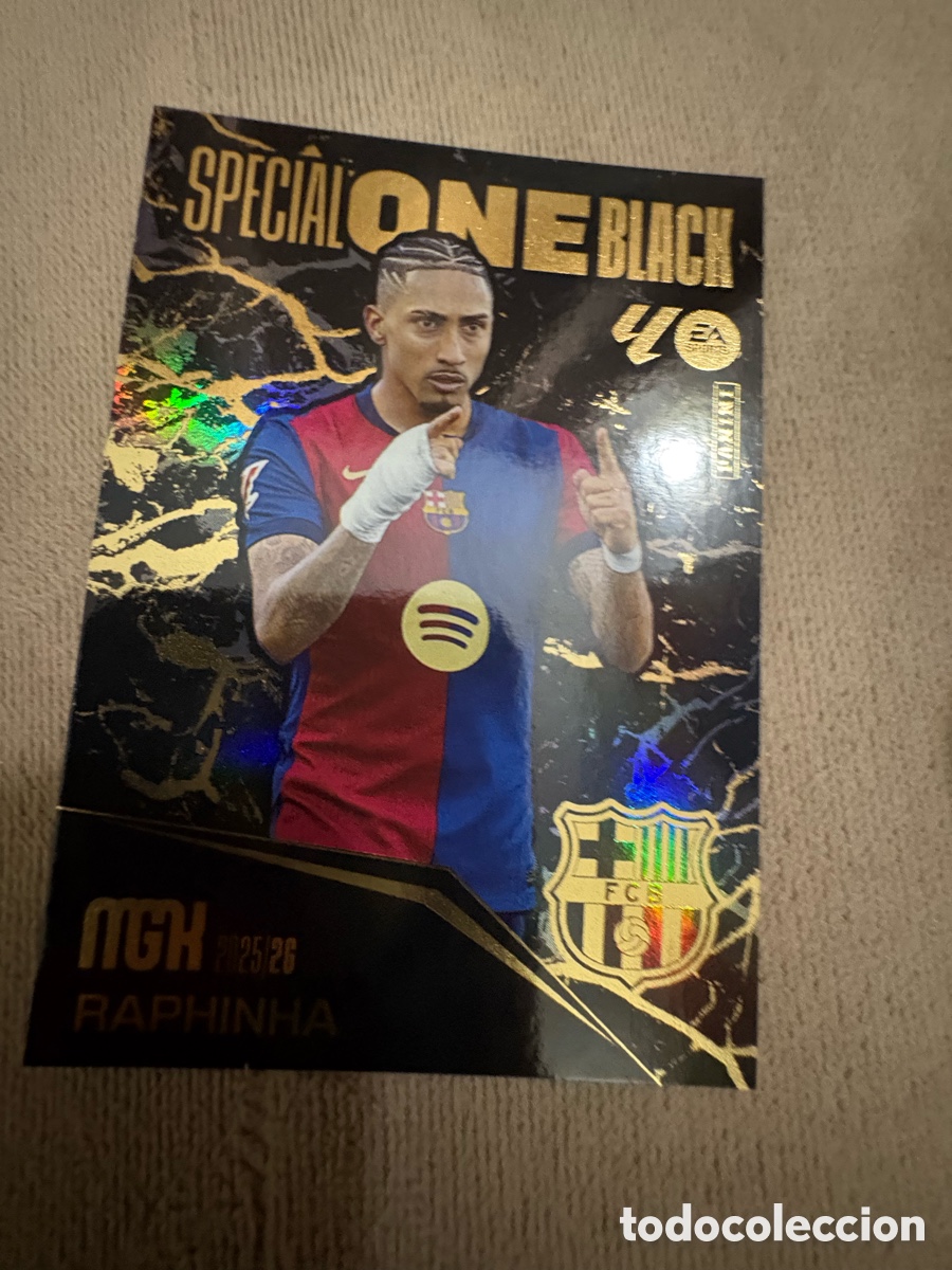 Cromos de f&uacute;tbol: Liga 2025-26, MGK, Raphinha, Barcelona, special one black