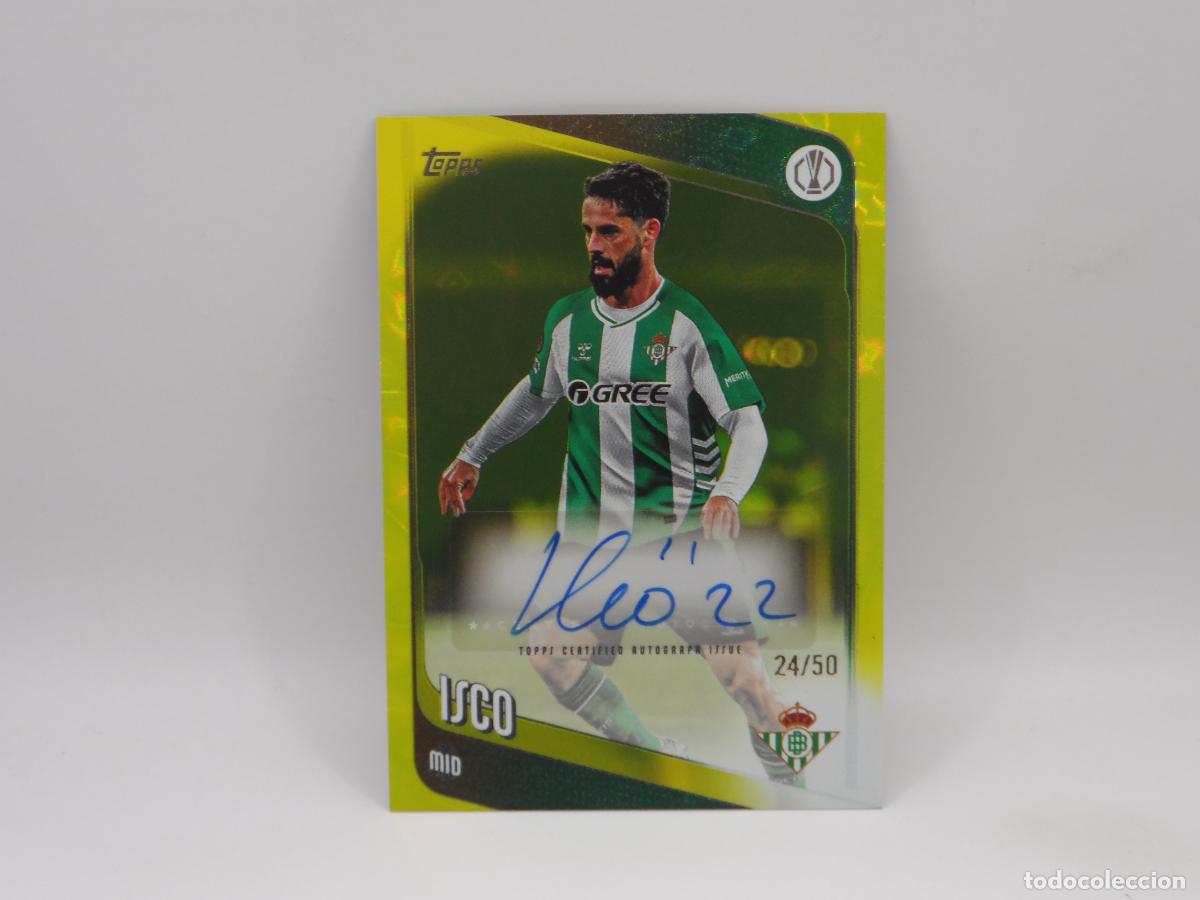 Cromos de f&uacute;tbol: AUTO ISCO ALARCON NUMERADA /50 YELLOW BETIS TOPPS FLAGSHIP EUROPA LEAGUE 2025 2026 25 26 AUTOGRAFO