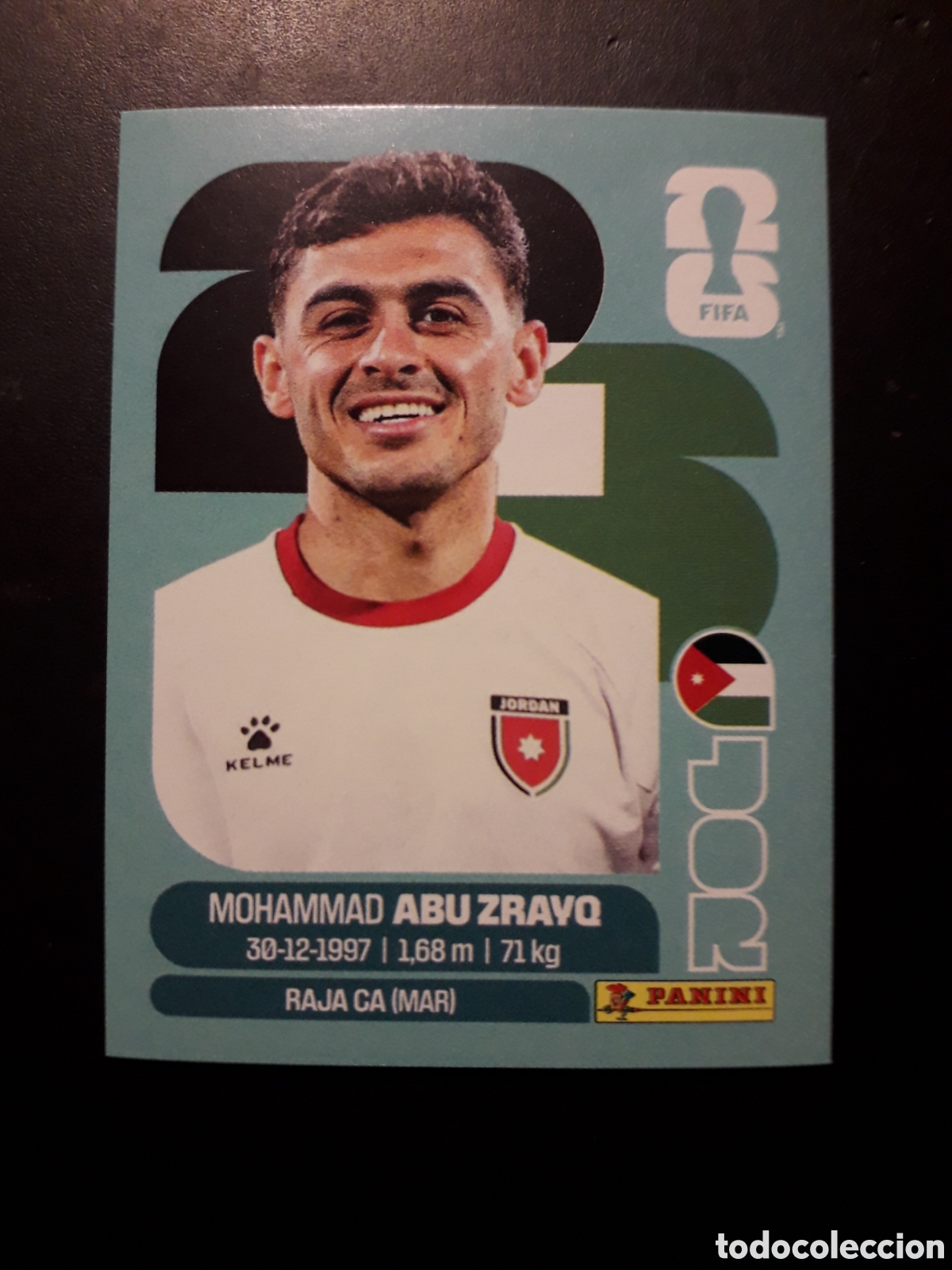 Cromos de f&uacute;tbol: ABU ZRAVQ JORDANIA JOR 19 MUNDIAL F&Uacute;TBOL 2026 FIFA WORLD CUP PANINI SIN PEGAR PEDIDO M&Iacute;NIMO 3&euro;