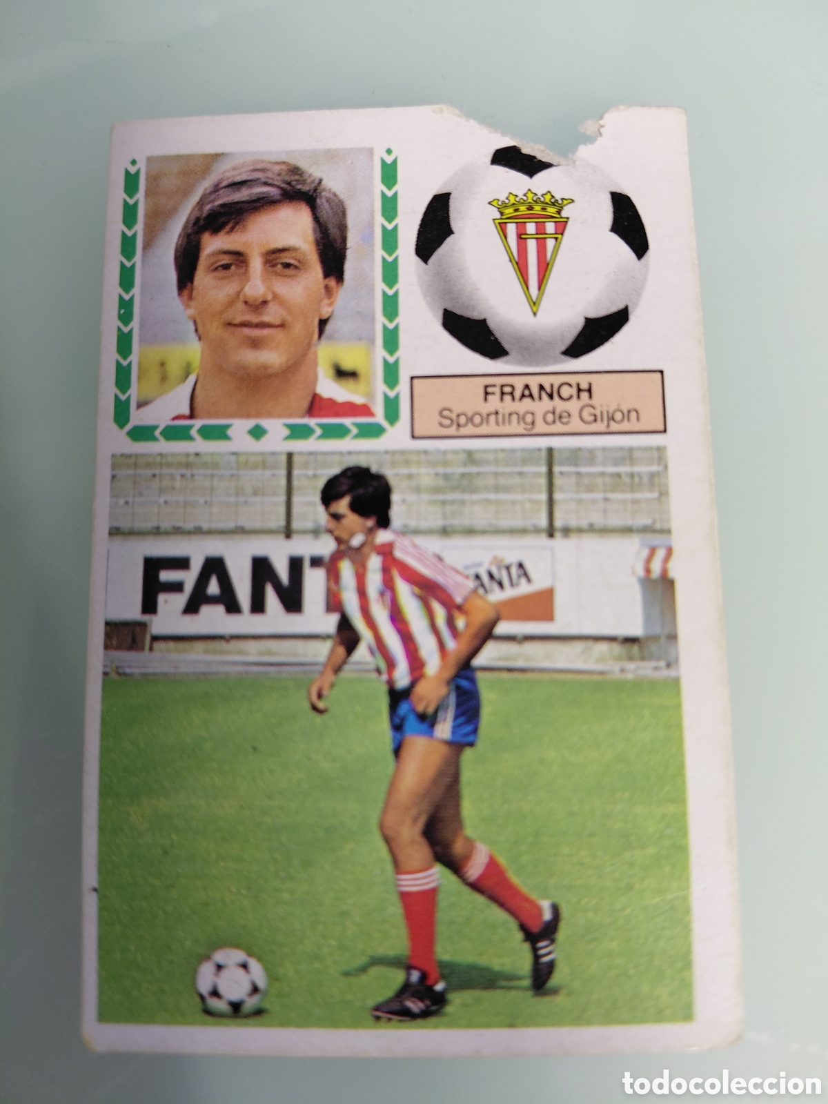 Fu&szlig;ball-Sticker: FRANCH, SPORTING GIJON, ULTIMOS FICHAJES 42, LIGA 83 84, DESPEGADO/ROTURA PARTE SUPERIOR
