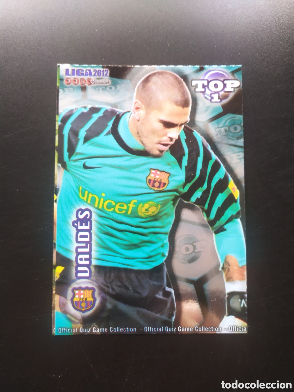 Cromos de f&uacute;tbol: Mundicromo fichas Liga 2011 2012 11 12 Victor Vald&eacute;s top brillo azul n&deg; 541 Barcelona