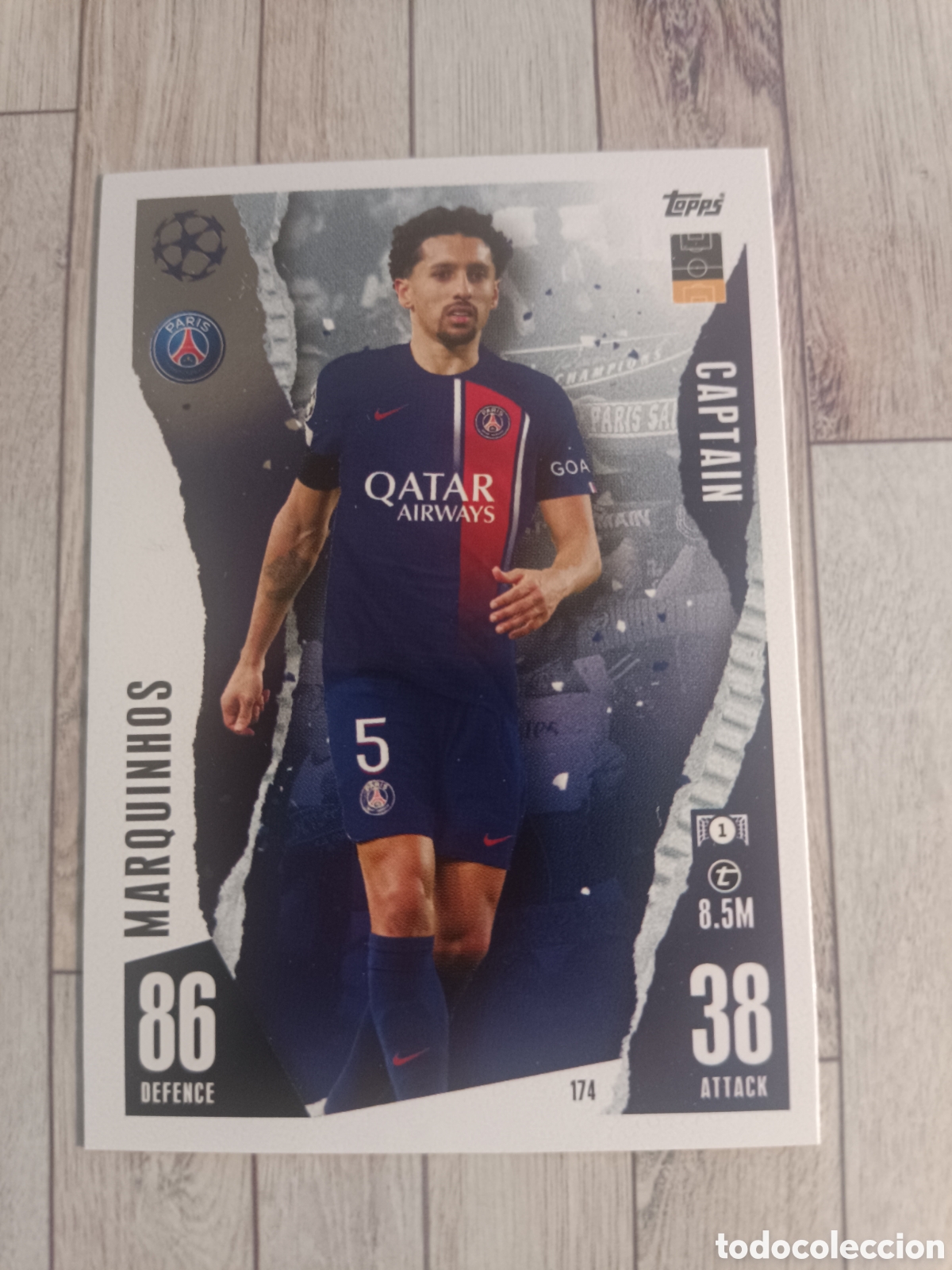 Cartes &agrave; collectionner de Football: 174 MARQUINHOS CAPTAIN PARIS SAINT-GERMAIN PSG TOPPS MATCH ATTAX 2023 2024 CHAMPIONS 23 24