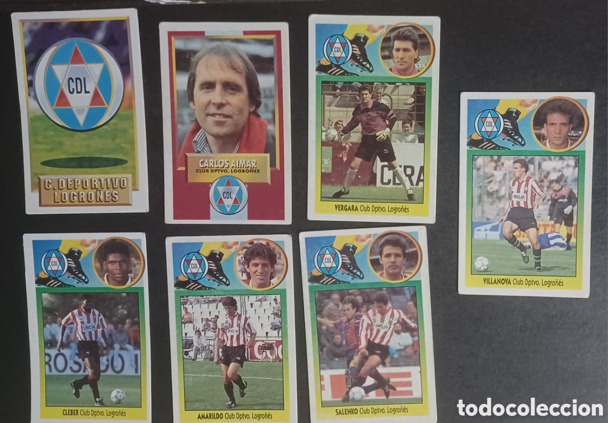 Fu&szlig;ball-Sticker: LOTE 7 CROMOS DE CARTON CD LOGRO&Ntilde;ES EDICIONES ESTE LIGA 93 94 ESPA&Ntilde;A FUTBOL