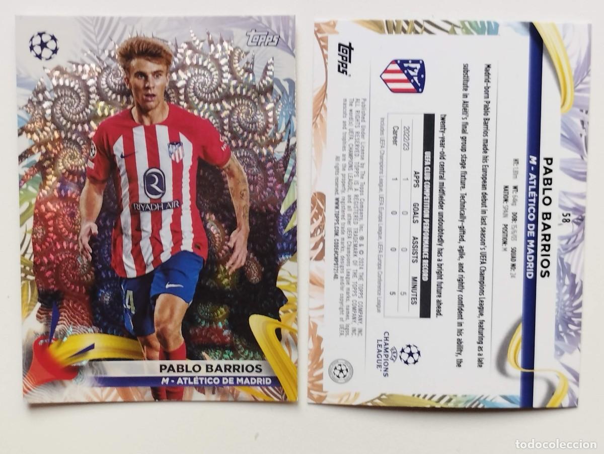 Cromos de f&uacute;tbol: CROMO CARD TOPPS CARNAVAL CHAMPIONS LEAGUE 2023 2024 23 24 PABLO BARRIOS 58 ATLETICO DE MADRID