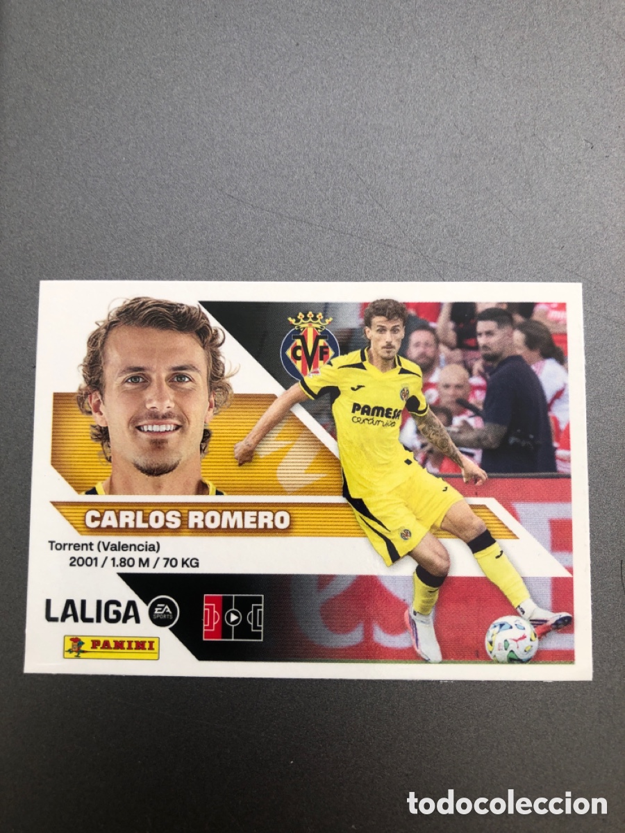 Cromos de f&uacute;tbol: L1 CARLOS ROMERO VILLARREAL C. F. FICHAJE 4 LIGA ESTE 2026 2027 26 27 NUNCA PEGADO SIN PEGAR