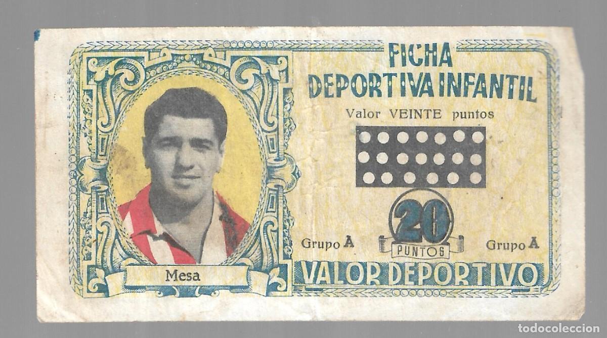 Cromos de f&uacute;tbol: FICHA DEPORTIVA INFANTIL - GRUPO A - MESA - ATL&Eacute;TICO AVIACI&Oacute;N - LIGA F&Uacute;TBOL 1943-1944.
