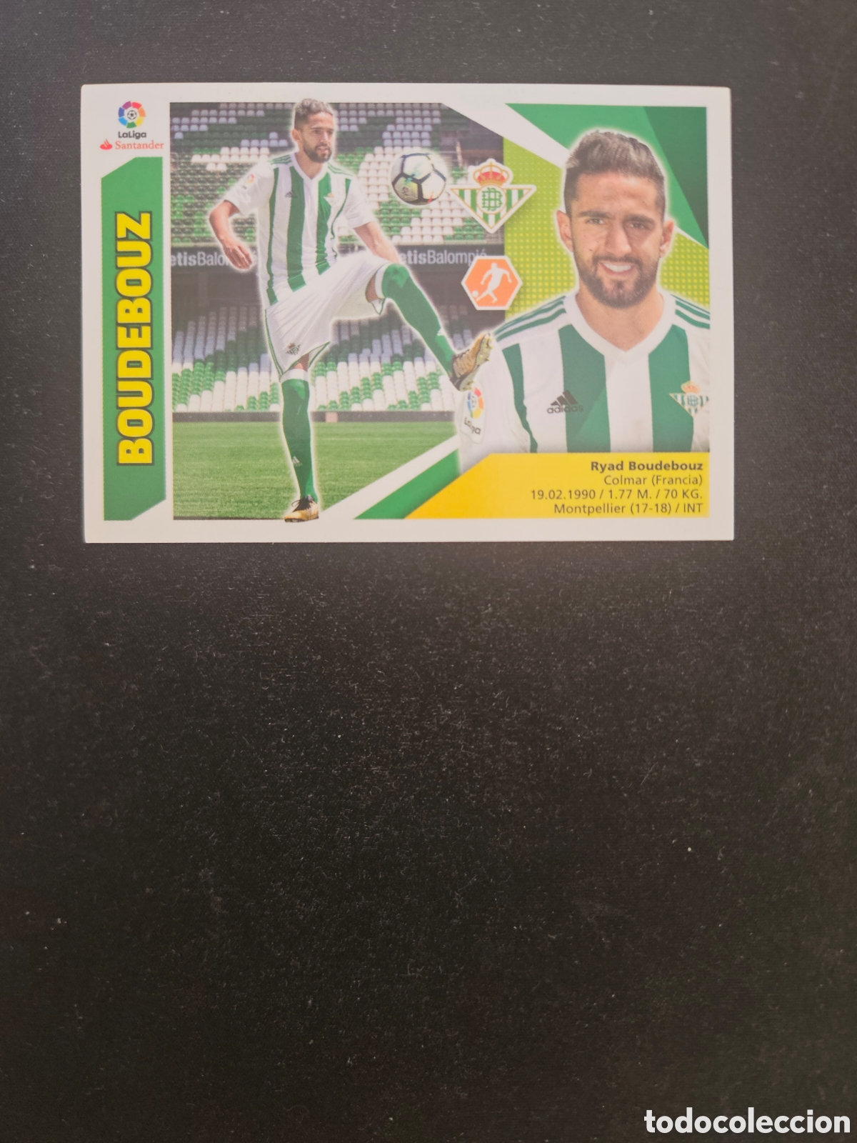 Figurine di Calcio: BOUDEBOUZ N&ordm; 9 BIS REAL BETIS &ndash; LIGA ESTE 2017-18 PANINI