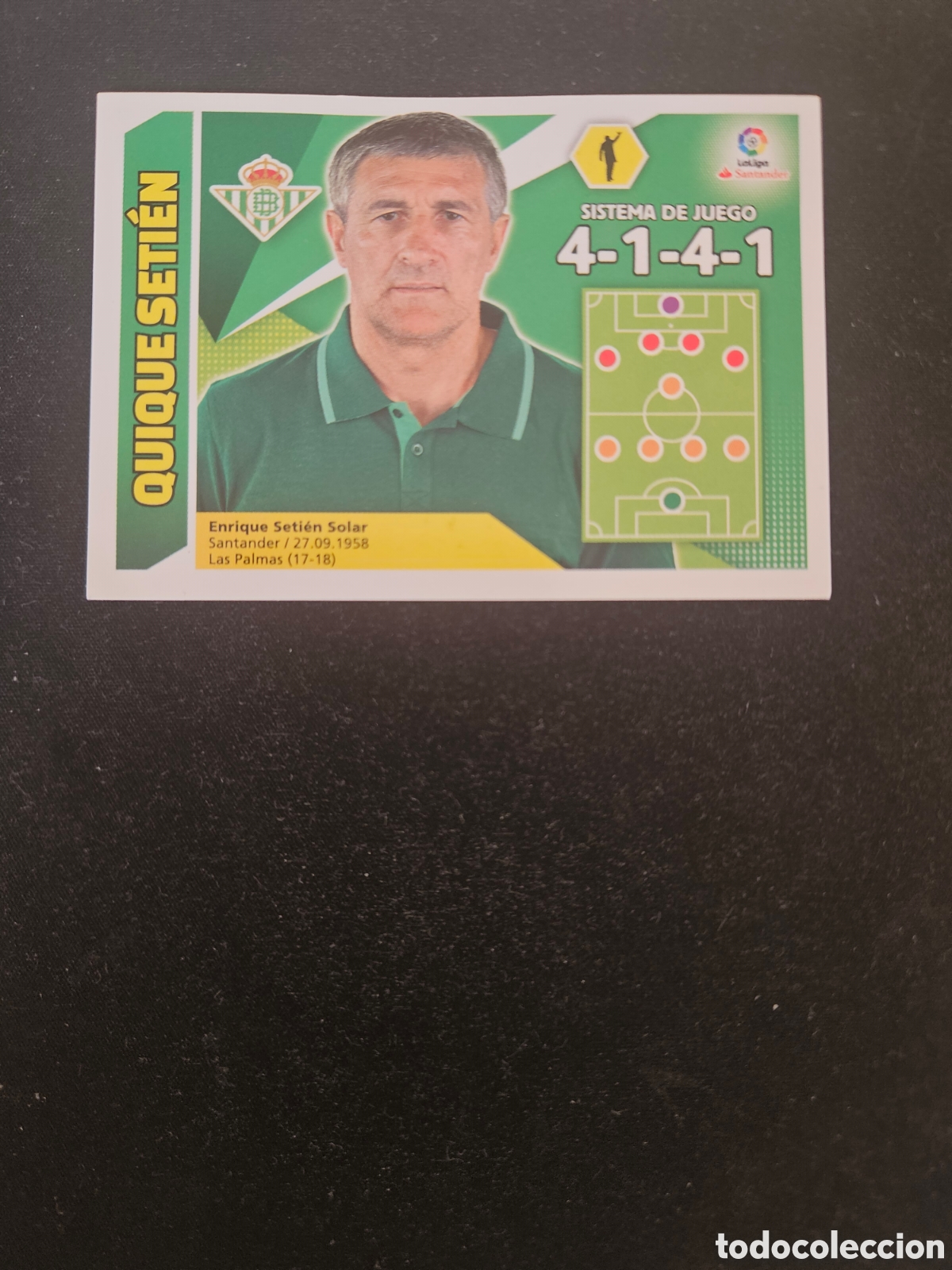 Football Stickers: QUIQUE SETI&Eacute;N N&ordm; 10 ENTRENADOR REAL BETIS &ndash; LIGA ESTE 2017-18 PANINI 1/2