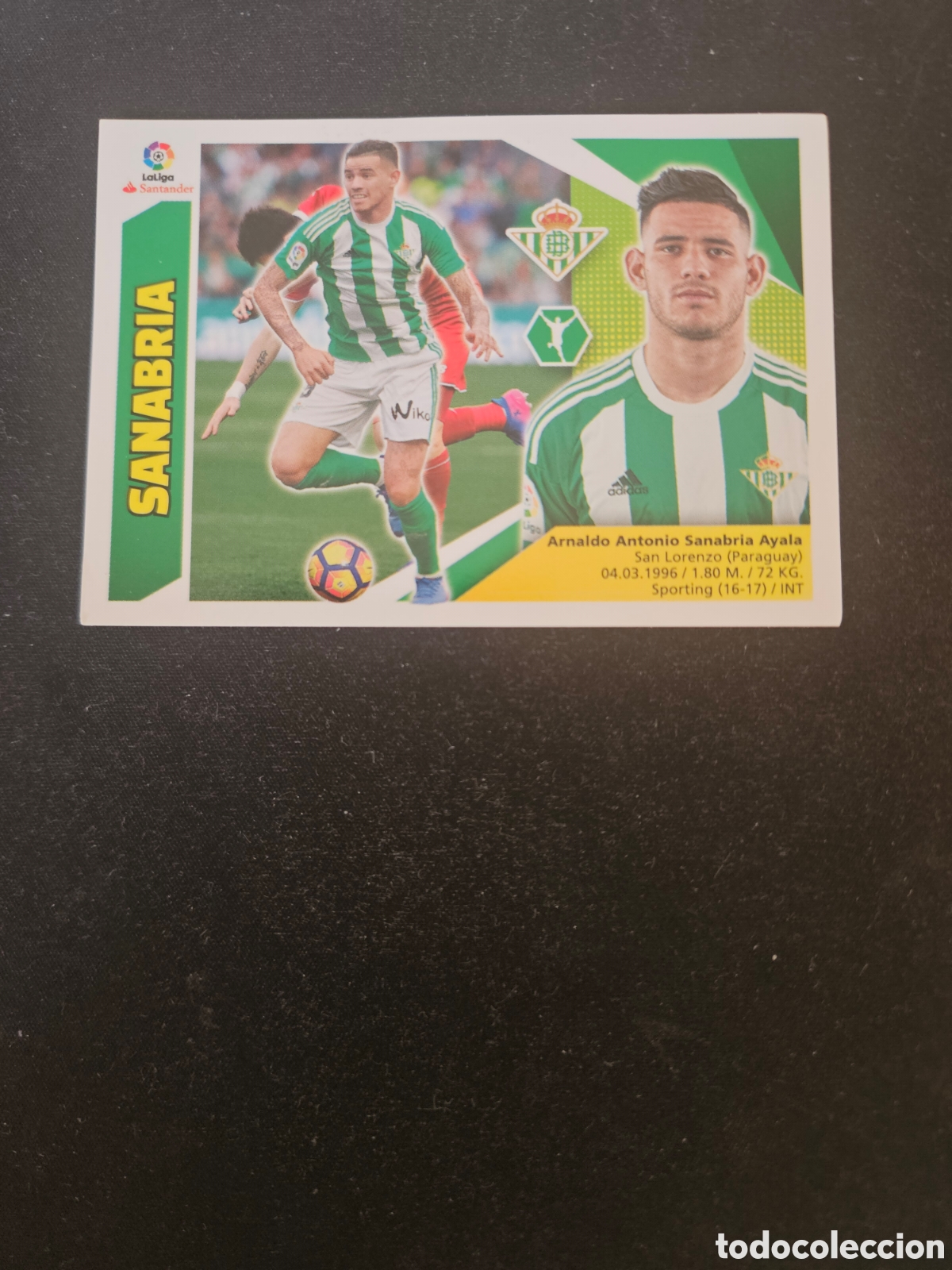 Cromos de f&uacute;tbol: SANABRIA N&ordm; 13B REAL BETIS &ndash; LIGA ESTE 2017-18 PANINI 1/2