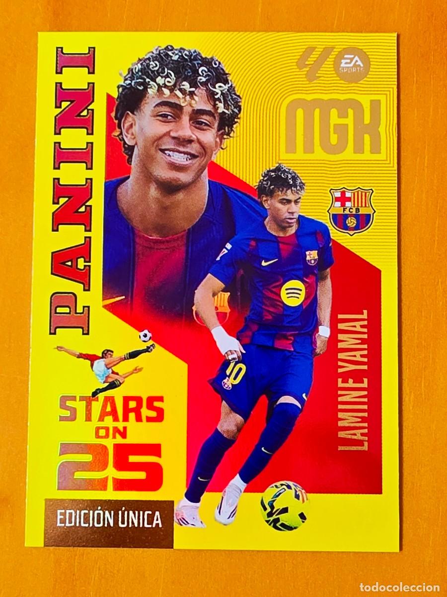 Cromos de f&uacute;tbol: 449 Lamine Yamal, FC Barcelona, Stars On 25 Edici&oacute;n &Uacute;nica, Panini Megacracks MGK 2026 2027 26 27