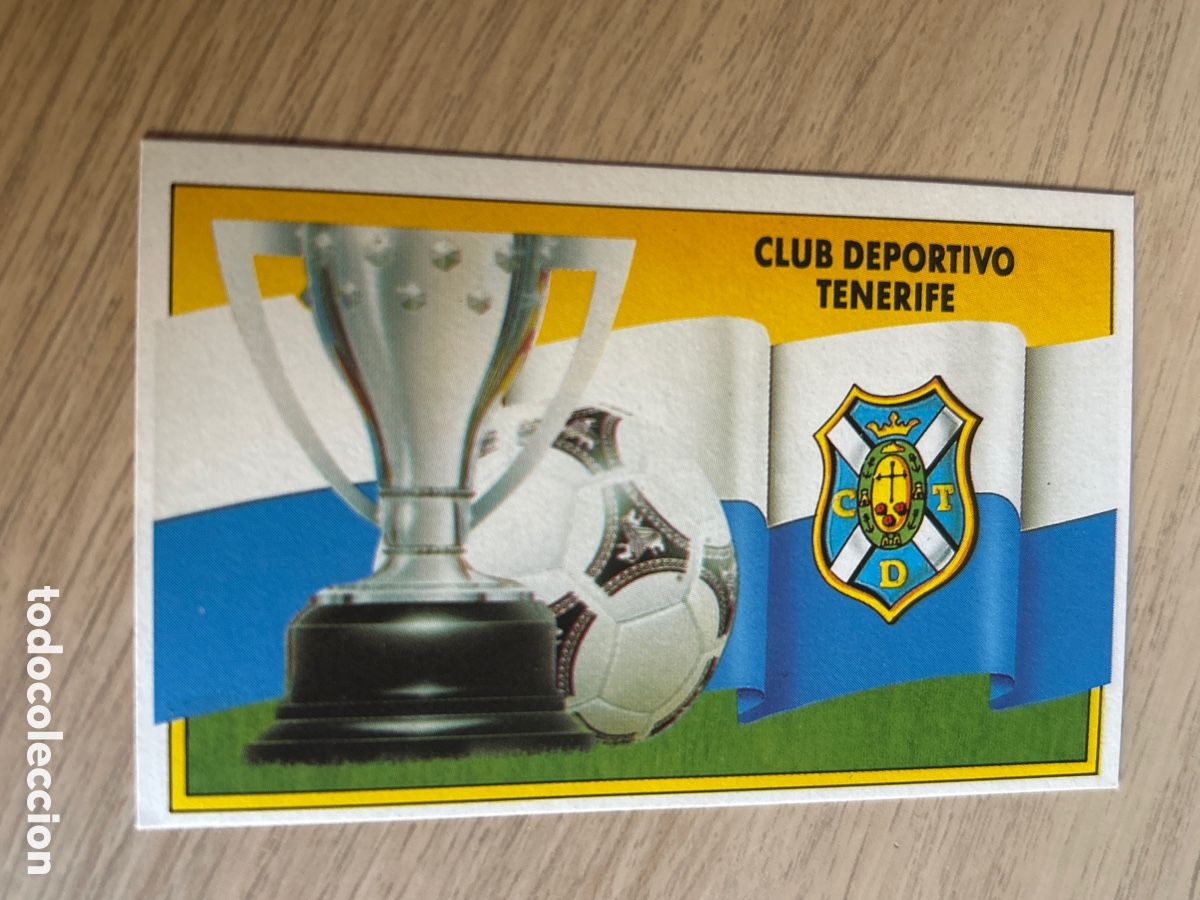 Cromos de Futebol: ESCUDO Y BANDERA C. D. TENERIFE LIGA ESTE 1990 1991 90 91 NUNCA PEGADO SIN PEGAR