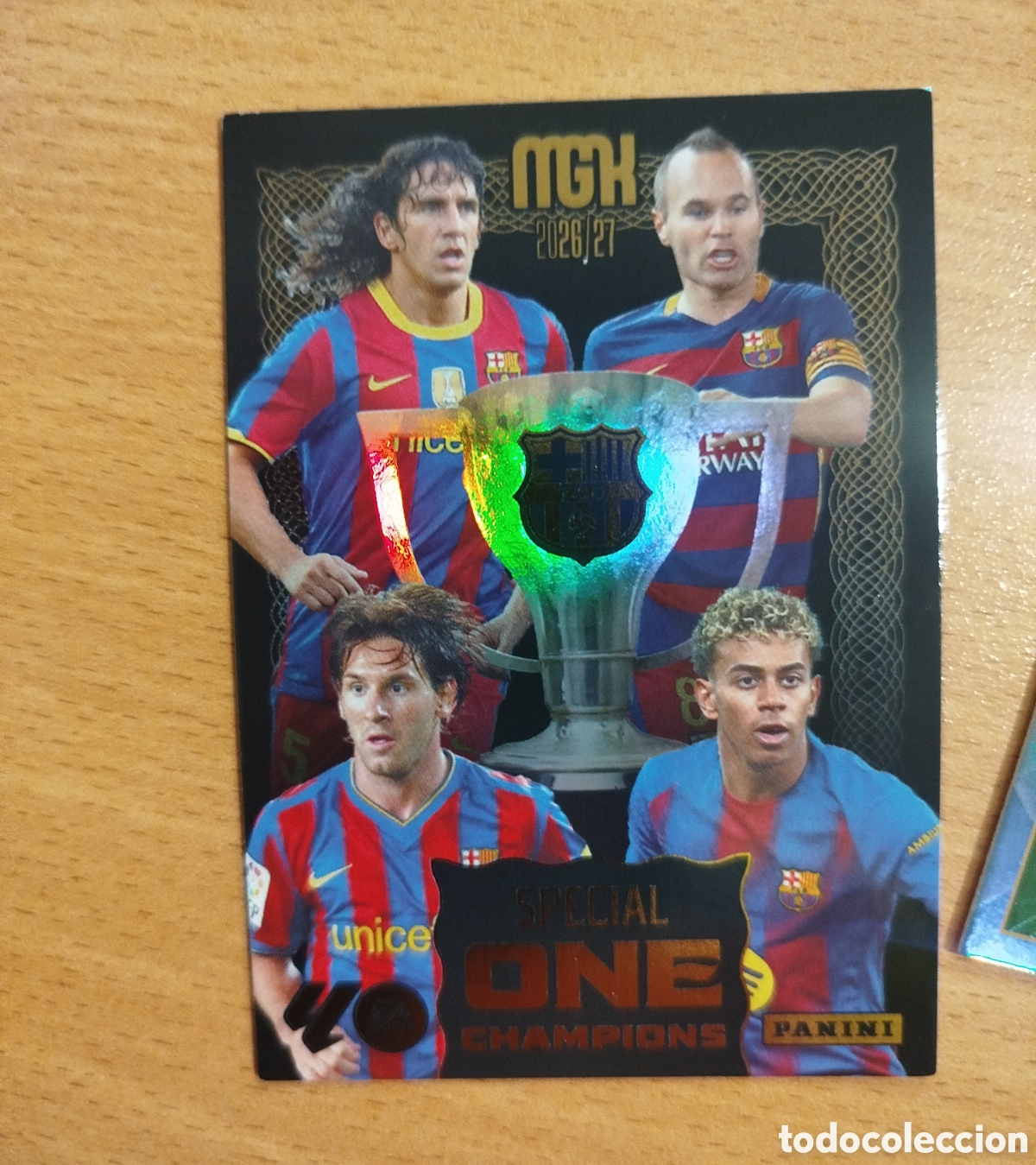 Football Stickers: SPECIAL ONE CHAMPIONS LAMINE YAMAL MESSI EDICI&Oacute;N UNICA MEGACRACKS 2026 2027 MGK CROMO CARD PANINI
