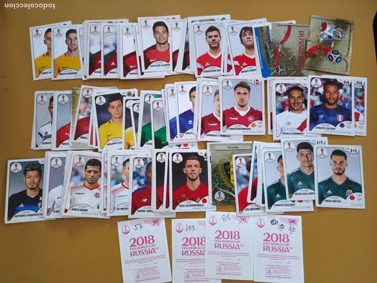 Cromos de f&uacute;tbol: rusia 2018, contiene 136 cromos