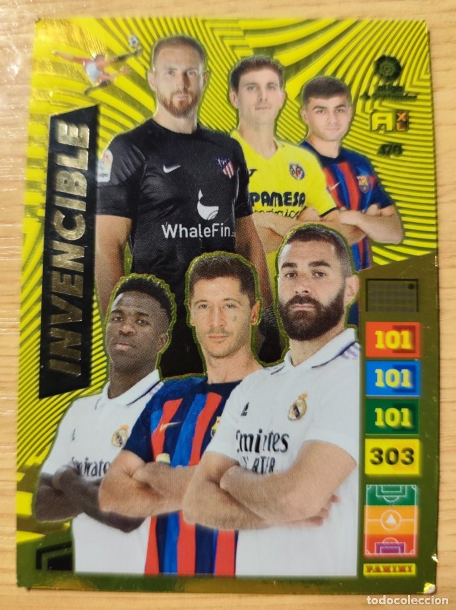 Cromos de f&uacute;tbol: CARD INVENCIBLE 470 ADRENALYN XL LIGA 2022/2023 22 23 PANINI BENZEMA VINICIUS PEDRI