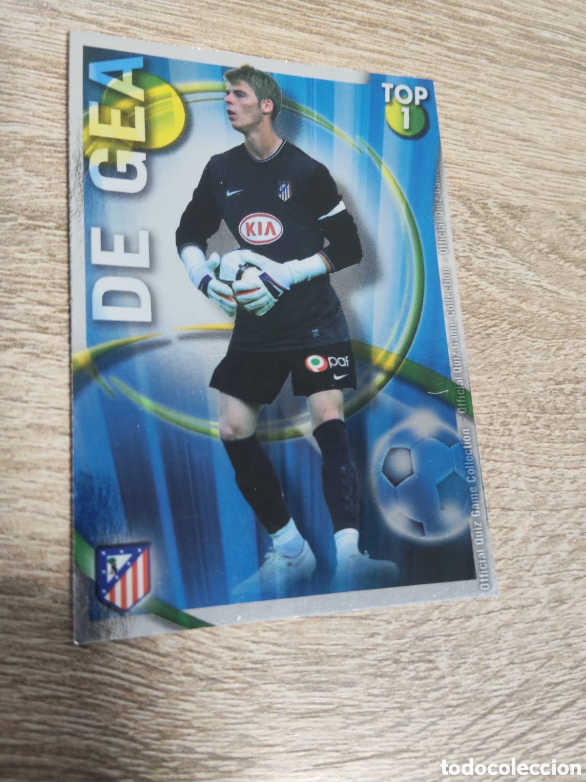 Fu&szlig;ball-Sticker: Mundicromo las fichas de la liga 2010 2011 10 11 547 De Gea Atl&eacute;tico de Madrid fondo azul