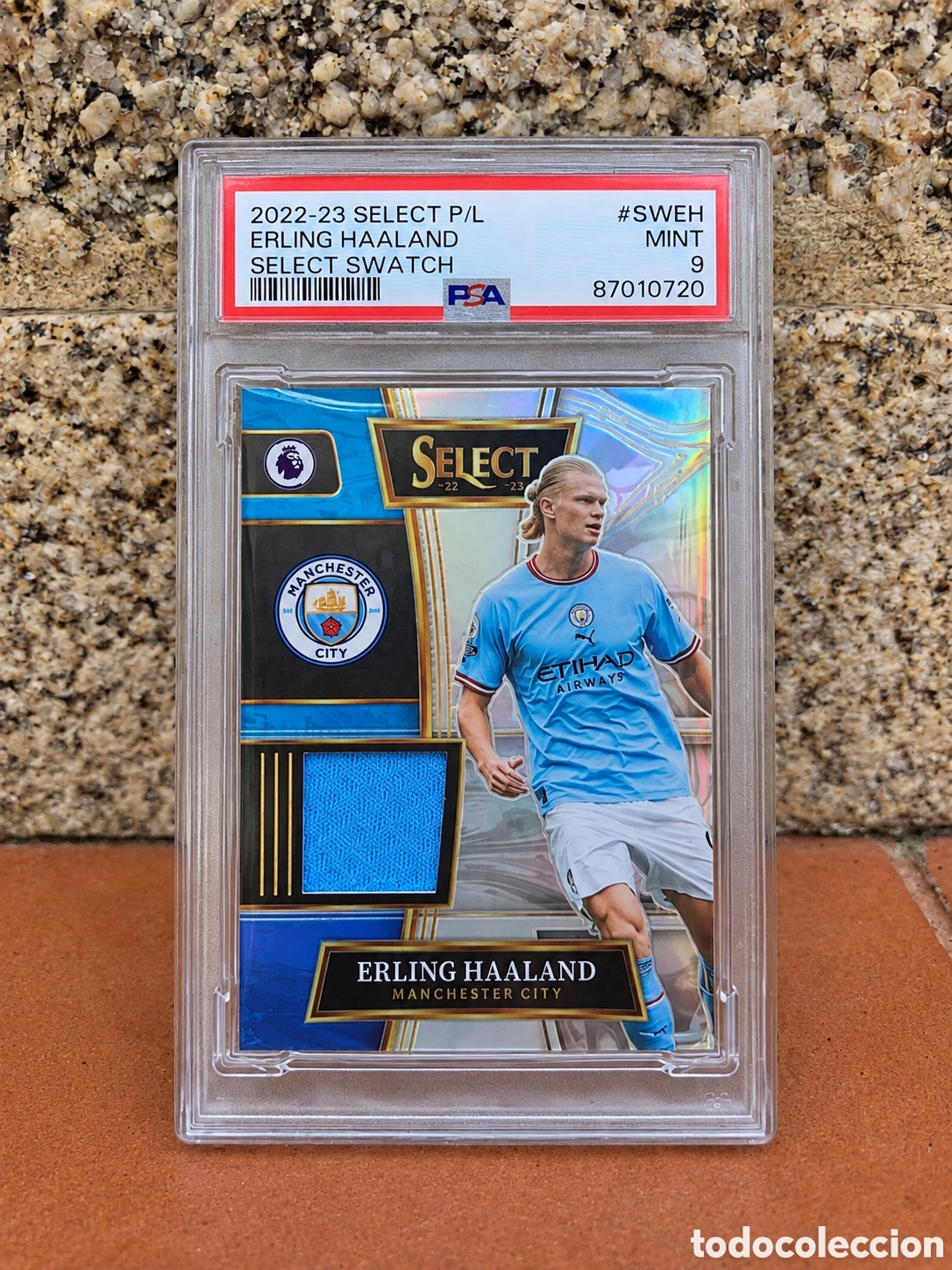 Fu&szlig;ball-Sticker: Erling Haaland 2022-23 Select Swatch PSA 9 &ndash; Manchester City