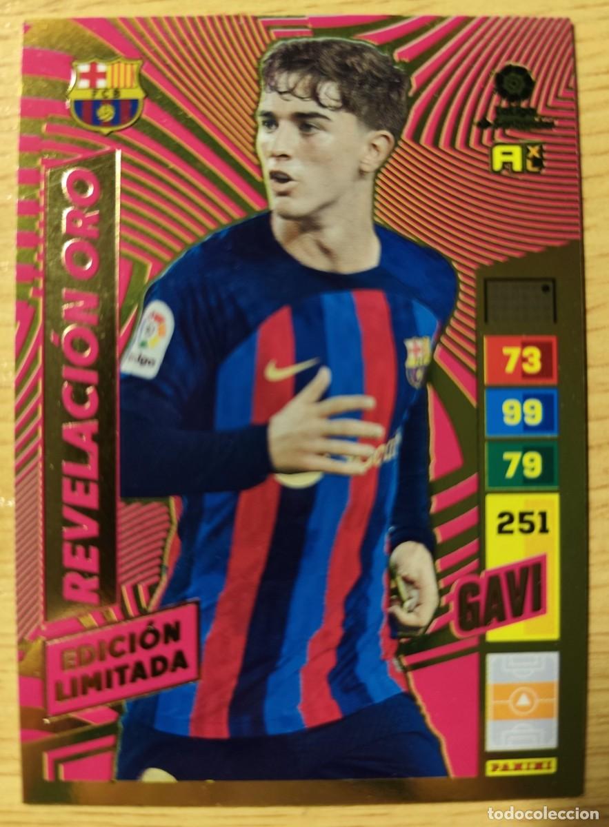 Cromos de f&uacute;tbol: CARD GAVI BARCELONA PREMIUM ORO EDICION LIMITADA REVELACION ORO ADRENALYN XL 2022 2023 22 23