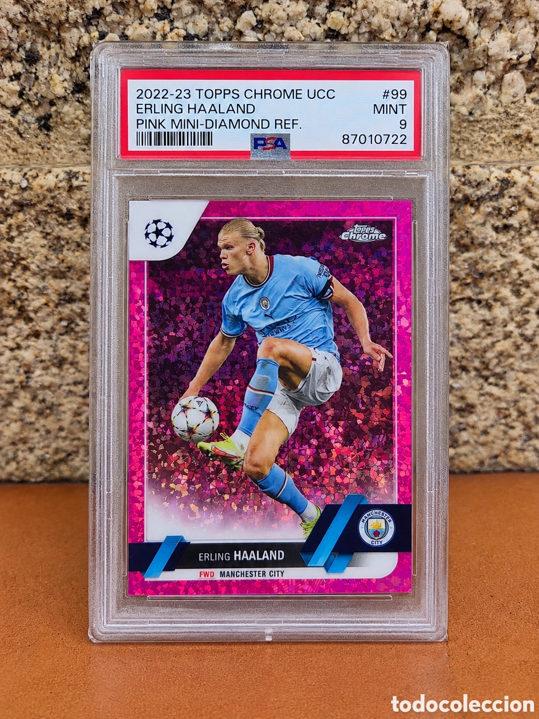 Cromos de f&uacute;tbol: Haaland Topps Chrome Pink /175 PSA 9