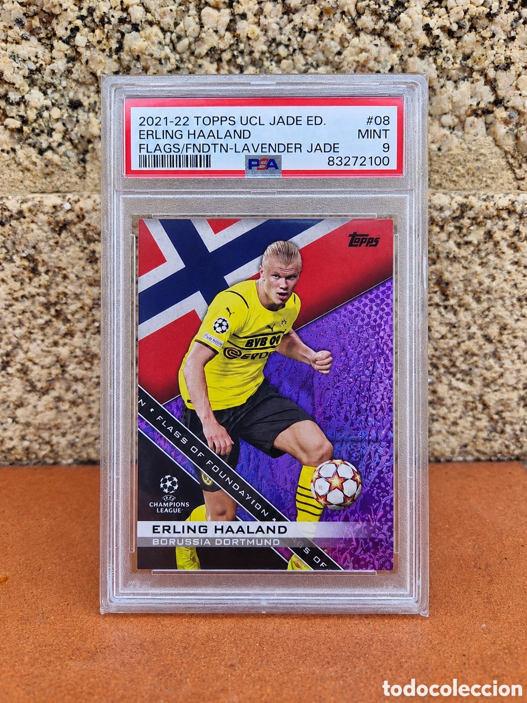 Football Stickers: Erling Haaland Topps UCL Jade /15 PSA 9
