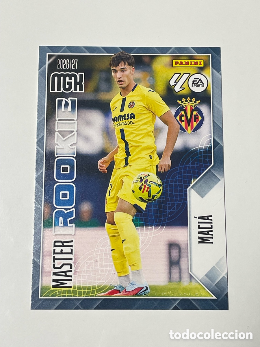 Cromos de f&uacute;tbol: Carlos Maci&aacute; Villarreal Panini Megacracks 26/27 M&aacute;ster Rookie #417