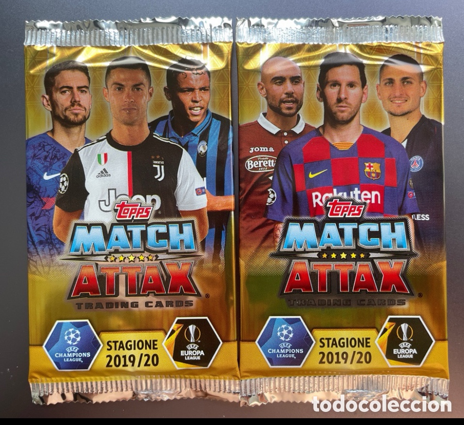 Fu&szlig;ball-Sticker: Lote 2 sobres Messi Cristiano Ronaldo Topps Match Attax 2019-20