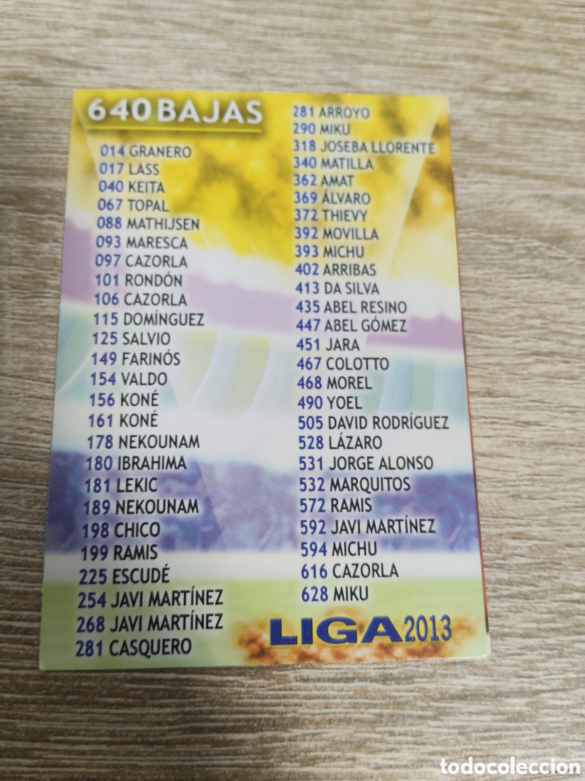 Football Stickers: Mundicromo las fichas de la liga 2012 2013 12 13 640 &Iacute;ndice de bajas