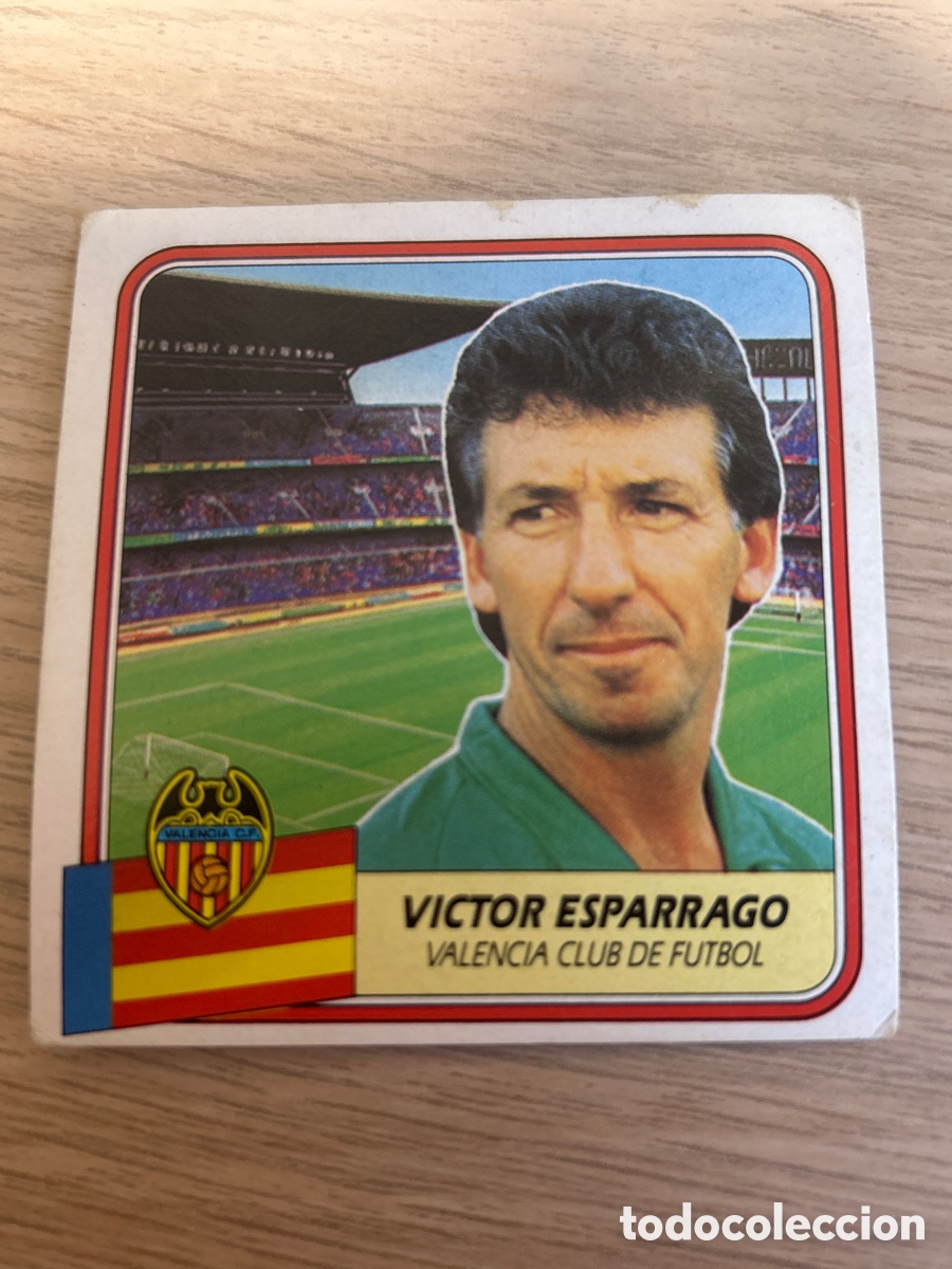 Cartes &agrave; collectionner de Football: VICTOR ESPARRAGO ENTRENADOR VALENCIA C. F. LIGA ESTE 1989 1990 89 90 SIN PEGAR NUNCA PEGADO