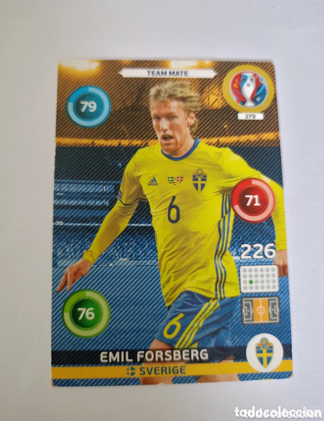 Cromos de Futebol: PANINI EURO 2016 ADRENALYN XL CARD- #379-SVERIGE-SWEDEN-EMIL FORSBERG
