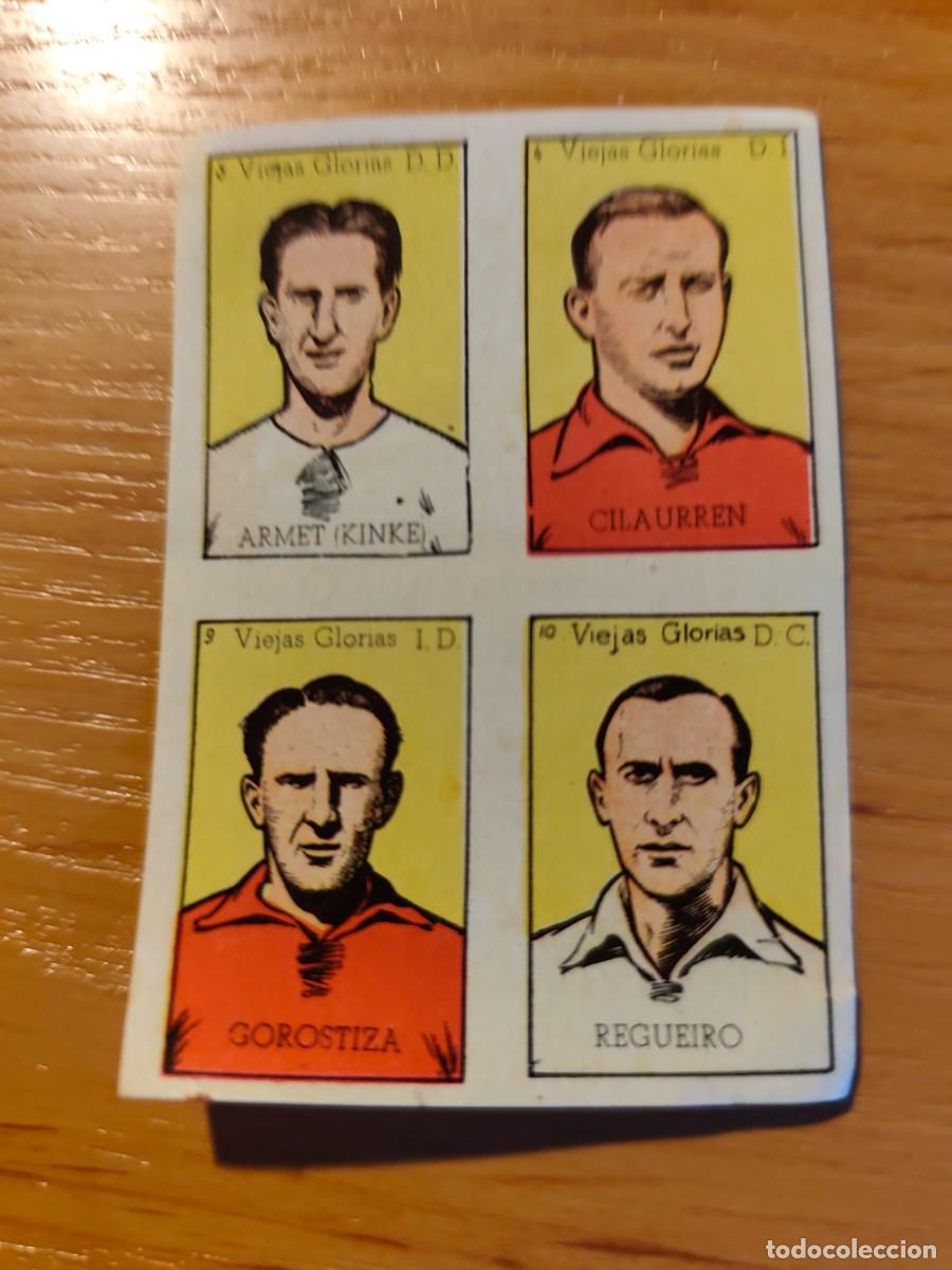 Cartes &agrave; collectionner de Football: Viejas Glorias 1948 / 49 - 4 cromos BRUGUERA Armet Cilaurren Gorostiza Regueiro sin cortar