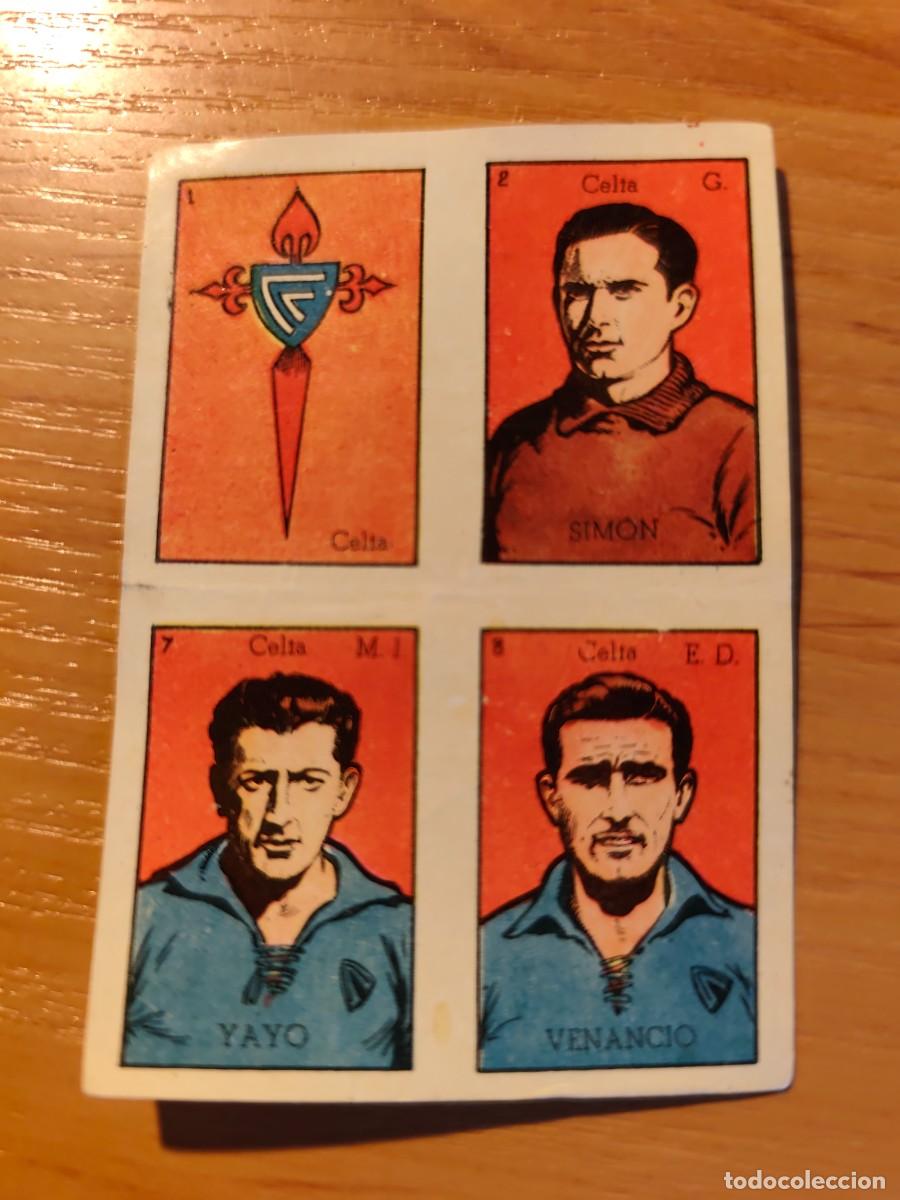 Cartes &agrave; collectionner de Football: Celta 1948 / 49 - 4 cromos BRUGUERA escudo Simon Yayo Venancio sin cortar