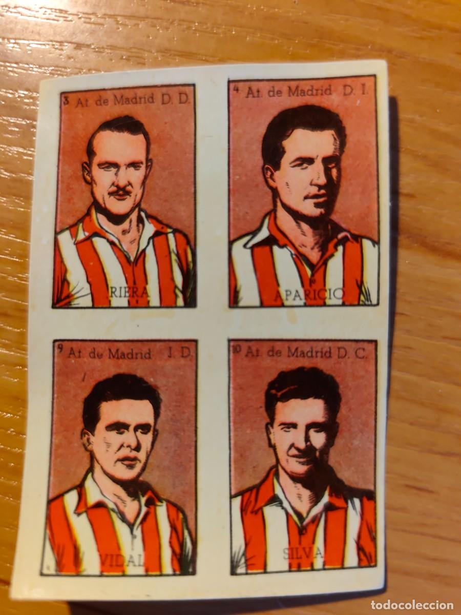 Cartes &agrave; collectionner de Football: At. Madrid 1948 / 49 - 4 cromos BRUGUERA Riera Aparicio Vidal Silva sin cortar