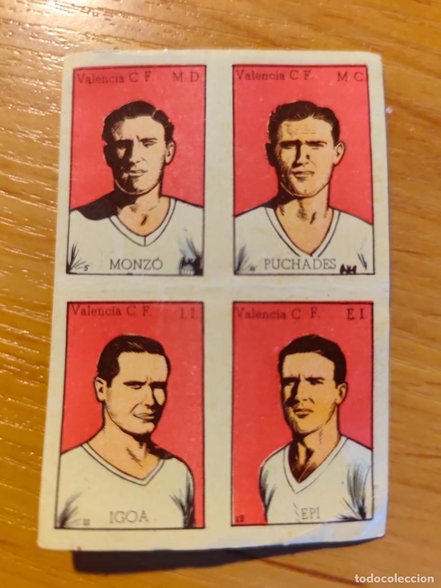 Cartes &agrave; collectionner de Football: Valencia 1948 / 49 - 4 cromos BRUGUERA Monz&oacute;n Puchades igoa Epi sin cortar