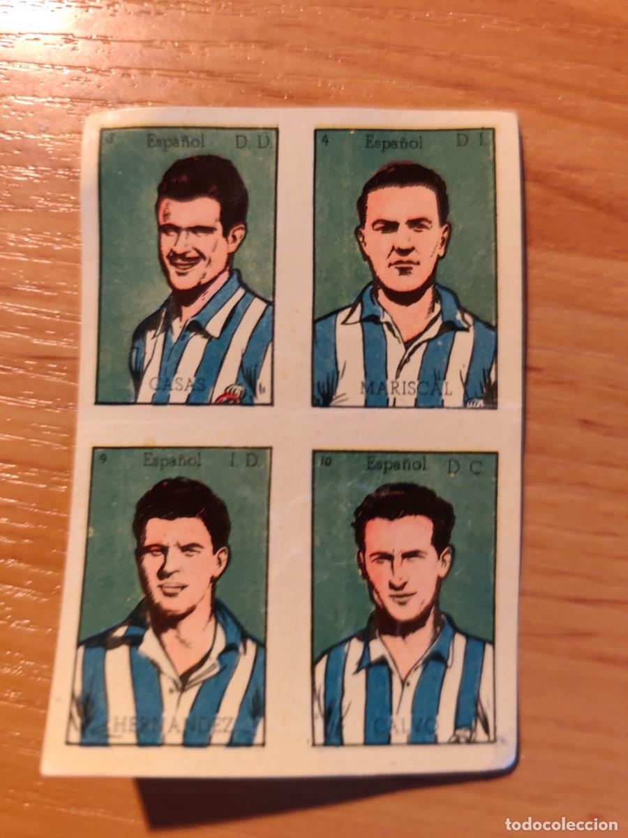 Football Stickers: Espa&ntilde;ol 1948 / 49 - 4 cromos BRUGUERA Casas mariscal Hern&aacute;ndez Calvo sin cortar