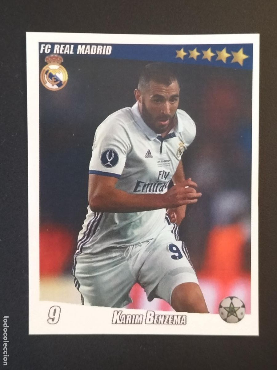 Cromos de f&uacute;tbol: 14 KARIM BENZEMA REAL MADRID STICKERS UEFA CHAMPIONS LEAGUE FOOTBALL STARS RAFO 16 17 2016 2017