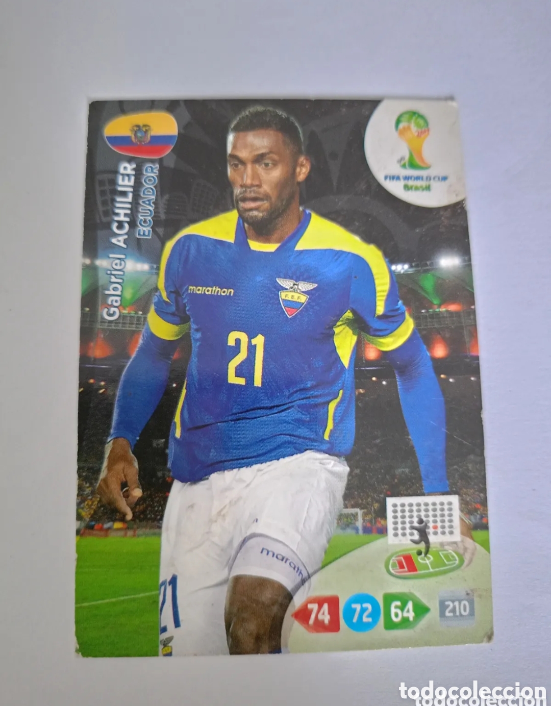 Fu&szlig;ball-Sticker: U102 ACHILIER (ECUADOR) - CARD ADRENALYN XL WORLD CUP 2014 BRASIL PANINI
