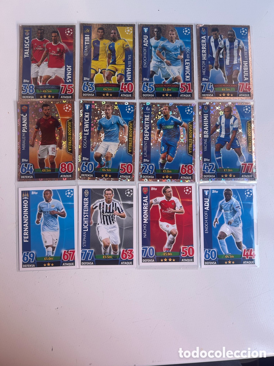 Cartes &agrave; collectionner de Football: T&iacute;tulo: ⚽ Lote 12 Cartas Topps Champions League Match Attax 2015/2016
