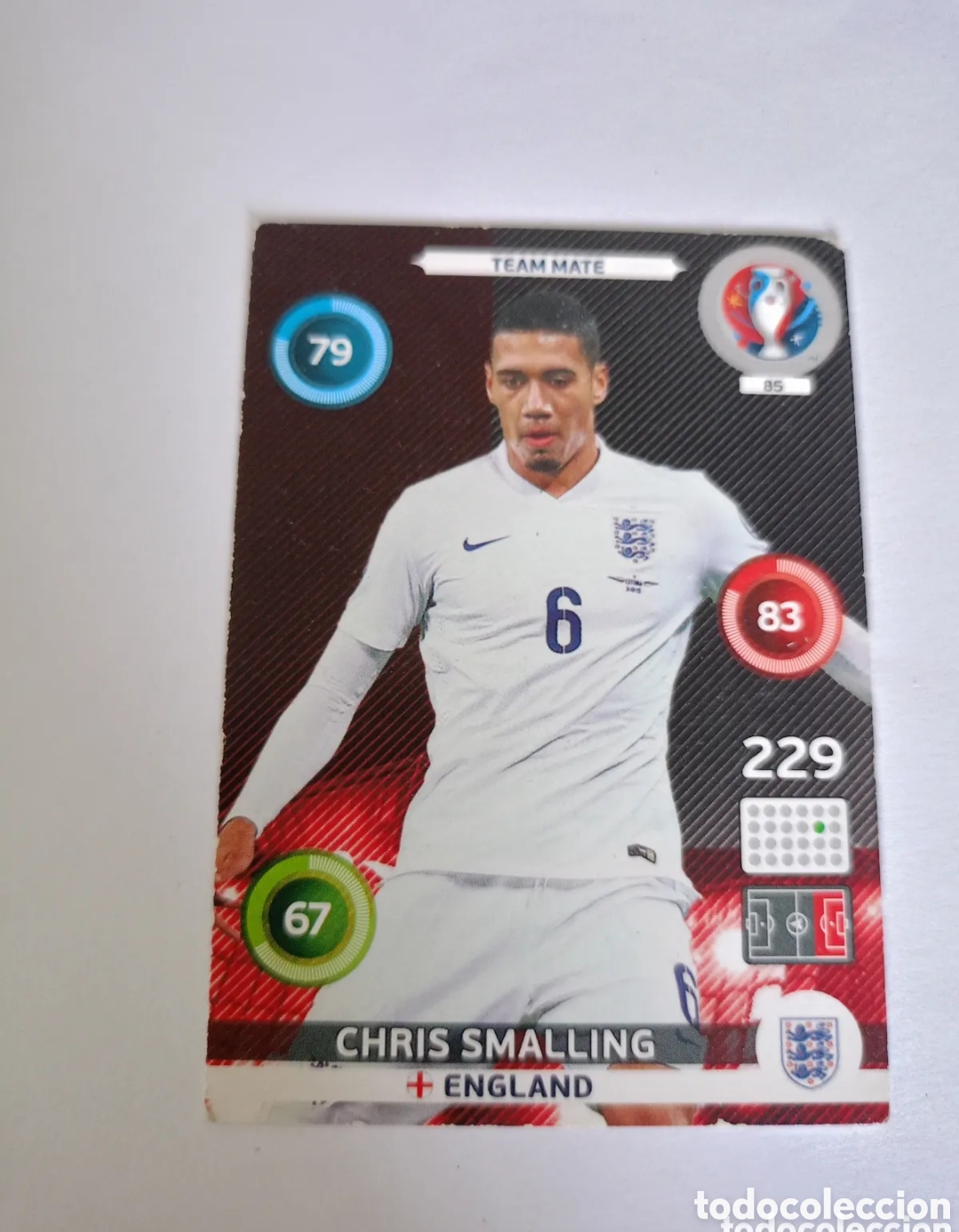 Fu&szlig;ball-Sticker: 85 Chris Smalling - Inglaterra - Team Mate - PANINI Adrenalyn XL Euro 2016 16