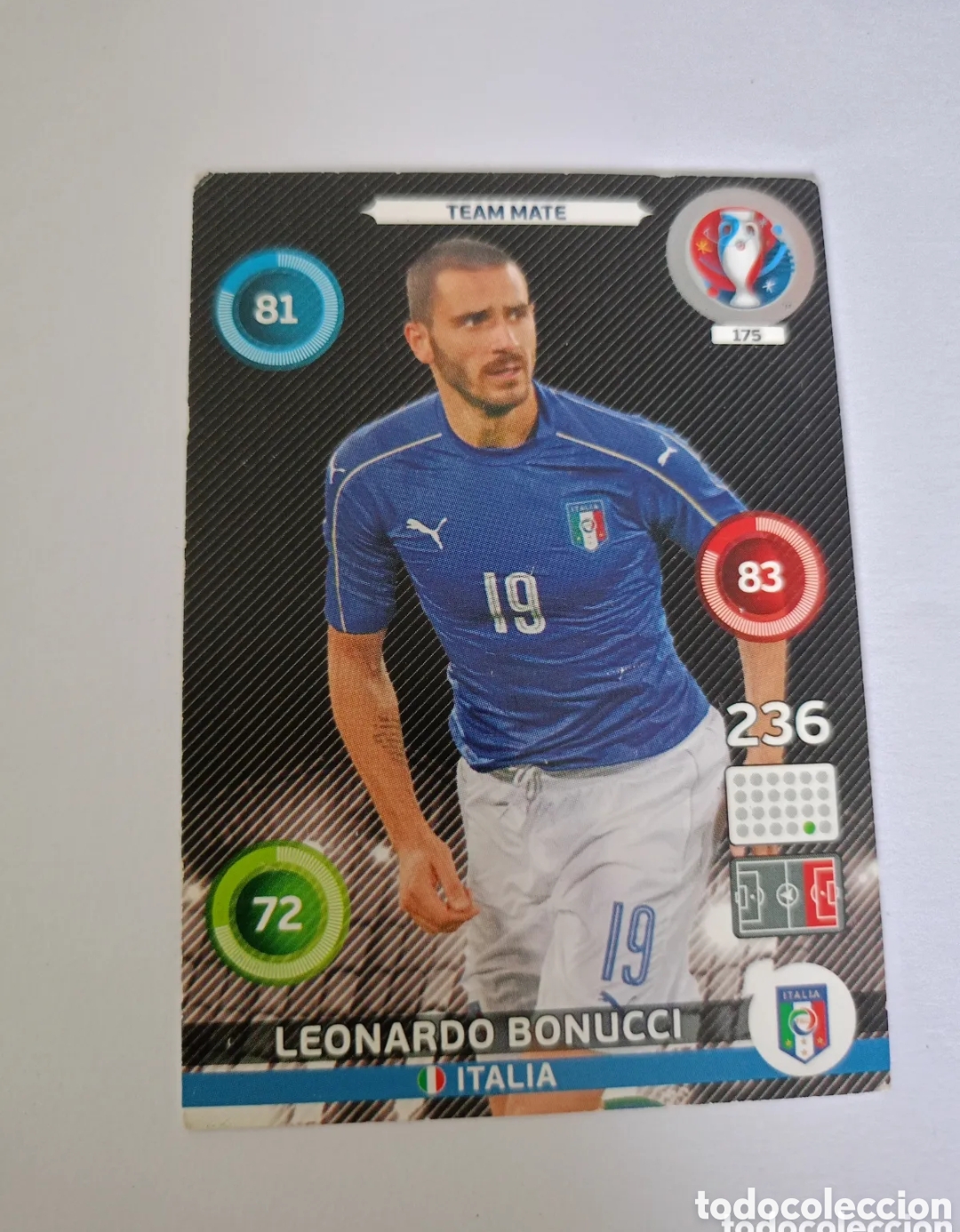 Fu&szlig;ball-Sticker: 175 LEONARDO BONUCCI ITALIA ⚽ UEFA EURO 2016 EURO2016 FRANCIA ADRENALYN XL PANINI