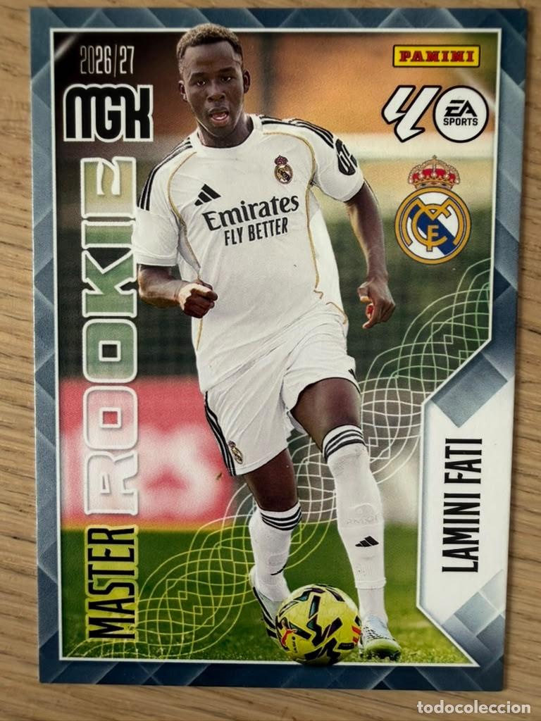 Cromos de f&uacute;tbol: 416 LAMINE FATI MASTER ROOKIE REAL MADRID 26 27 2026 2027 LIGA EA SPORT PANINI MEGACRACKS MGK CARD