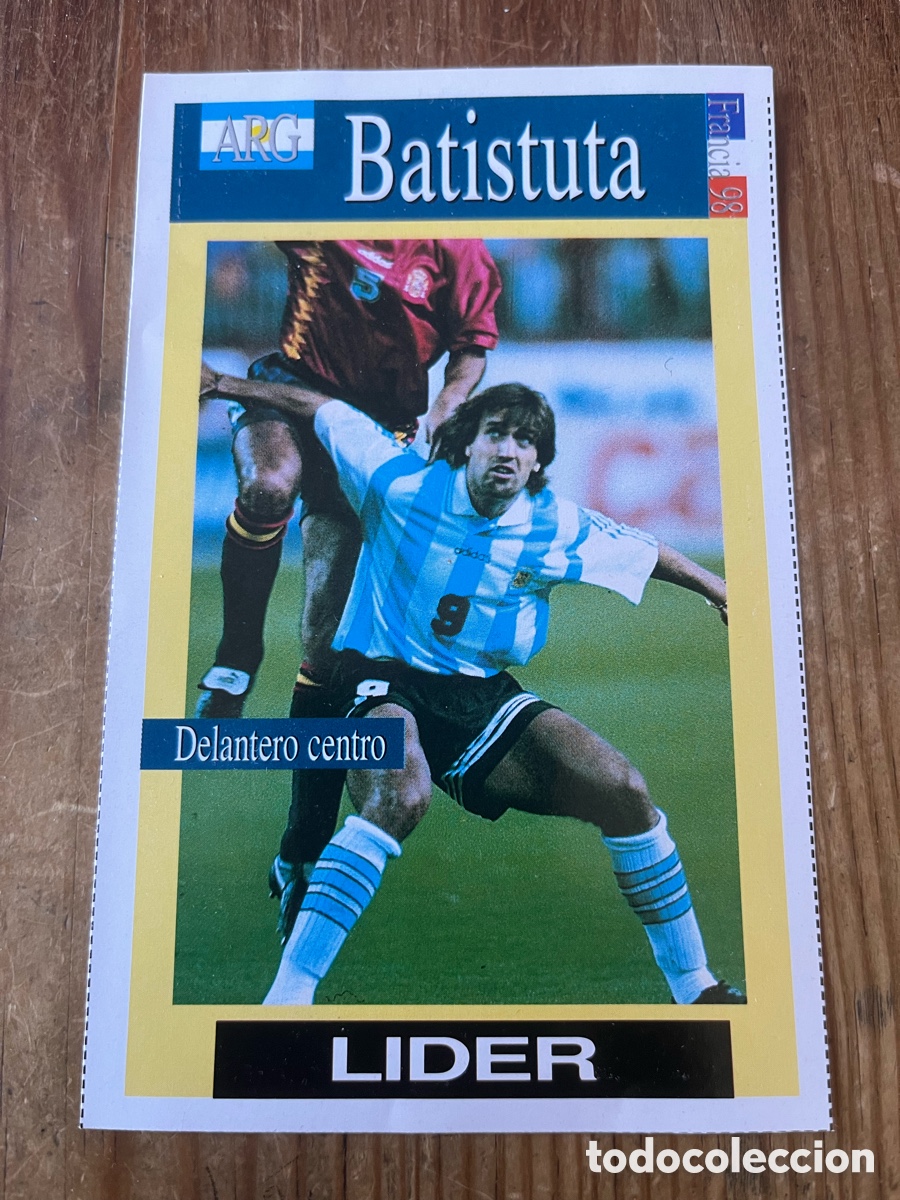 Figurine di Calcio: R32079 CROMO FICHA LIDER MUNDIAL FUTBOL FRANCIA 98 1998 ARGENTINA BATISTUTA DELANTERO CENTRO