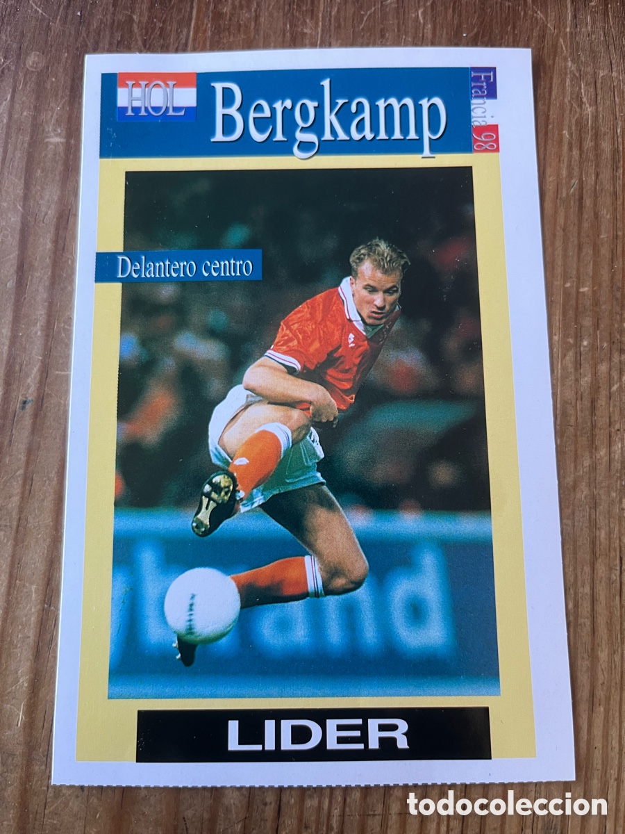 Figurine di Calcio: R32080 CROMO FICHA LIDER MUNDIAL FUTBOL FRANCIA 98 1998 HOLANDA PAISES BAJOS BERGKAMP DELANTERO