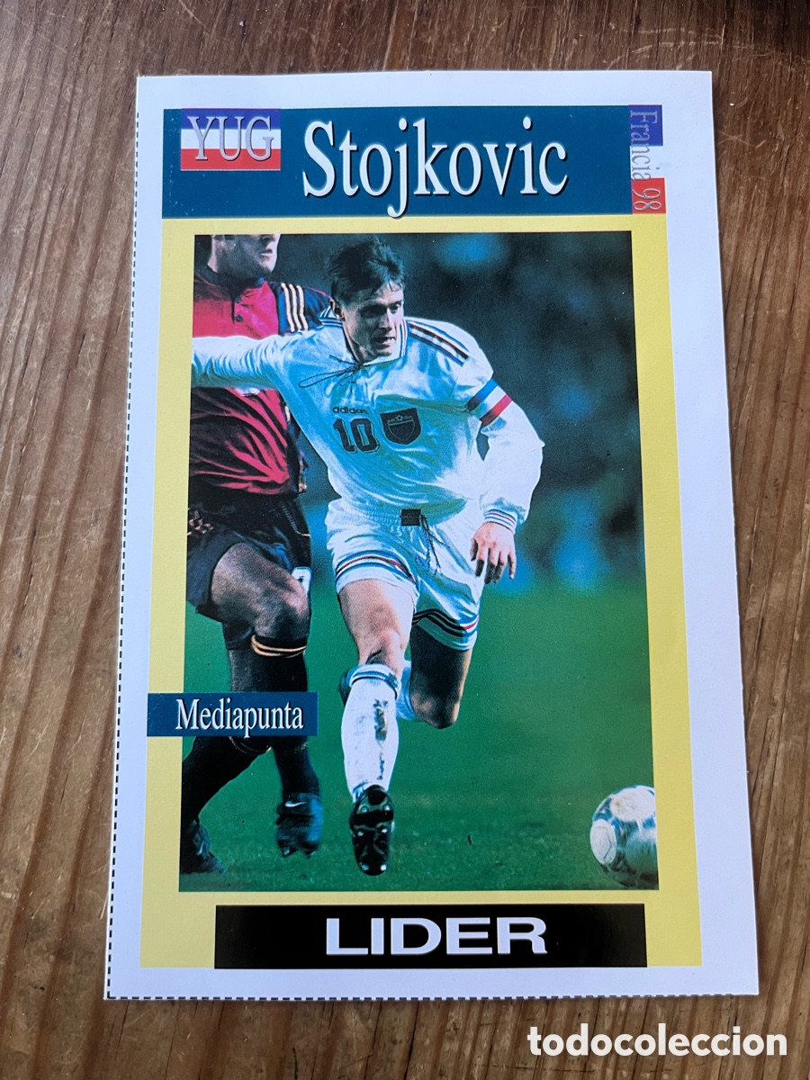 Fu&szlig;ball-Sticker: R32084 CROMO FICHA LIDER MUNDIAL FUTBOL FRANCIA 98 1998 YUGOSLAVIA STOJKOVIC MEDIAPUNTA
